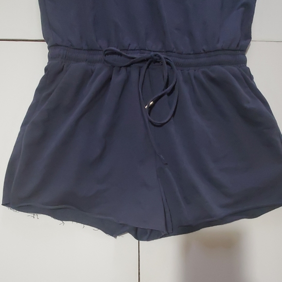Womens Sexy Navy Blue Off The Shoulder Romper - Picture 2 of 8